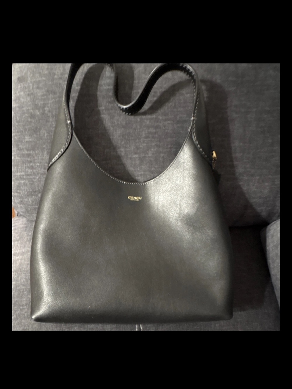 Coach Brooklyn 28 Shoulder Bag Black Smooth Leather Gold Tone Excellent - Picture 1 of 6